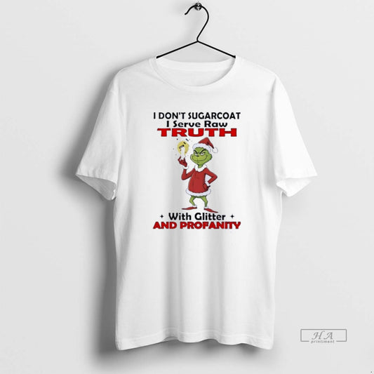 Official Grinch I Dont Sugarcoat I Serve Raw Ruth With Glitter Christmas T-Shirts, Hoodie, Sweatshirt | AU18TeeNovaLab.com