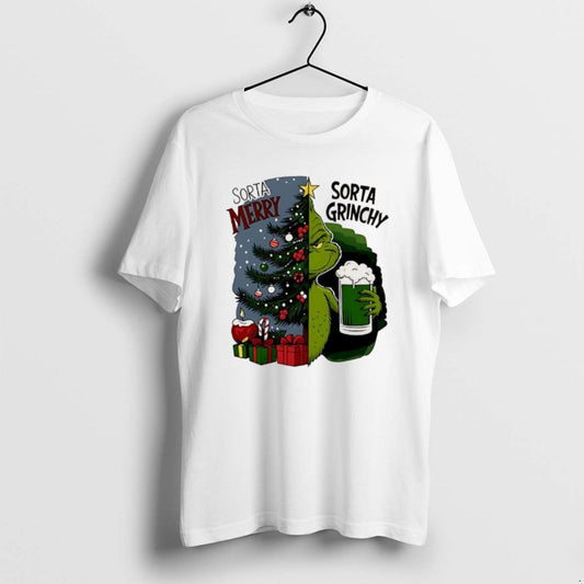 Official Grinch Half Tree Sorta Merry Sorta Grinchy Christmas Holiday T-Shirts, Hoodie, Sweatshirt | AU18TeeNovaLab.com