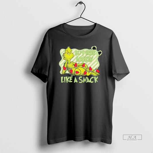 Official Grinch Out Here Lookin Like A Snack Christmas Lights T-Shirts, Hoodie, Sweatshirt | AU18TeeNovaLab.com