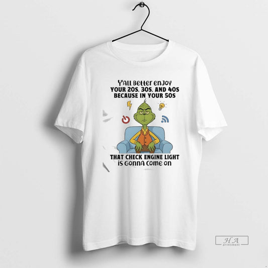 Official Grinch That Check Engine Light Is Gonna Come On T-Shirts, Hoodie, Sweatshirt | AU18TeeNovaLab.com