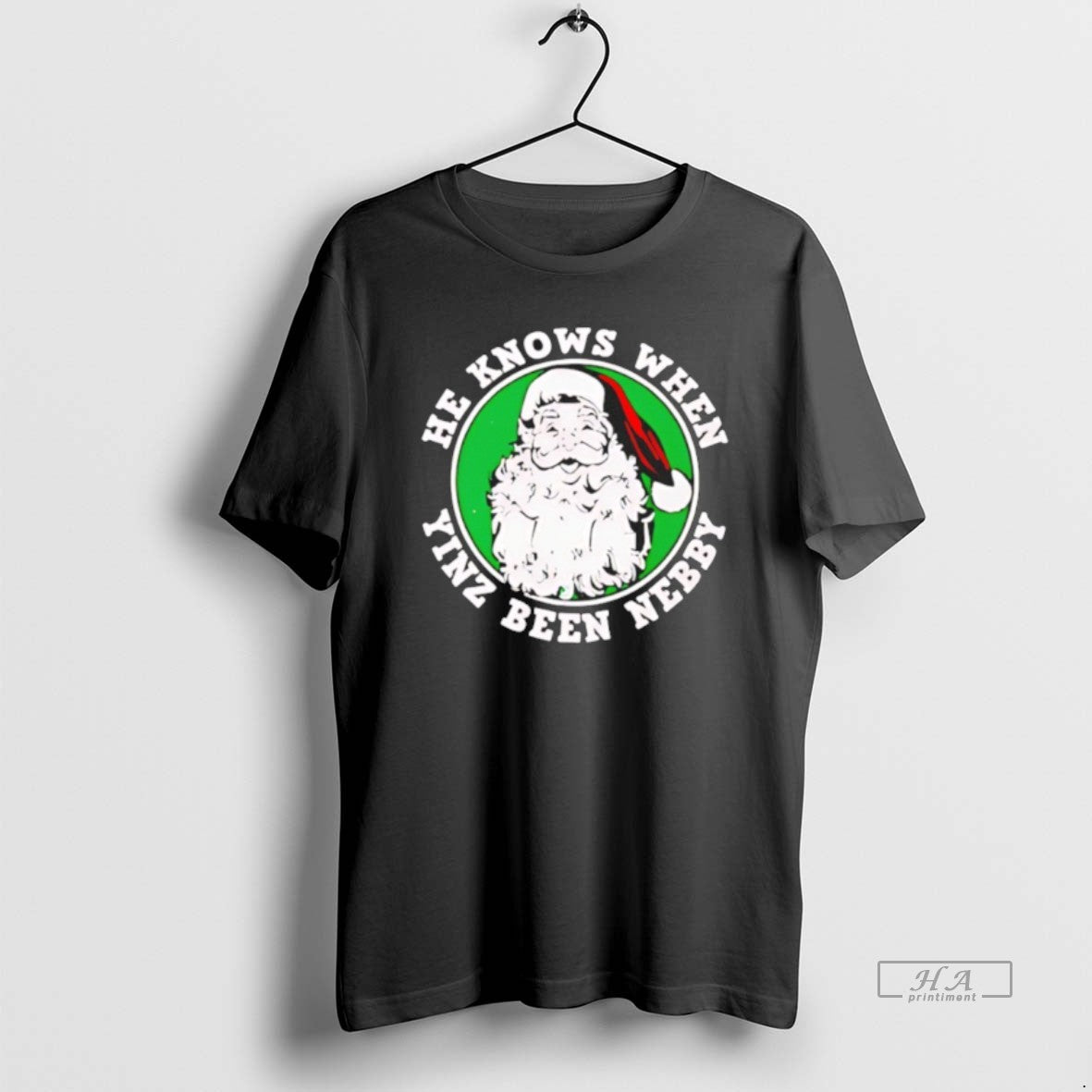 Official He Knows When Yinz Been Nebby Santa Christmas T-Shirts, Hoodie, Sweatshirt | AU18TeeNovaLab.com