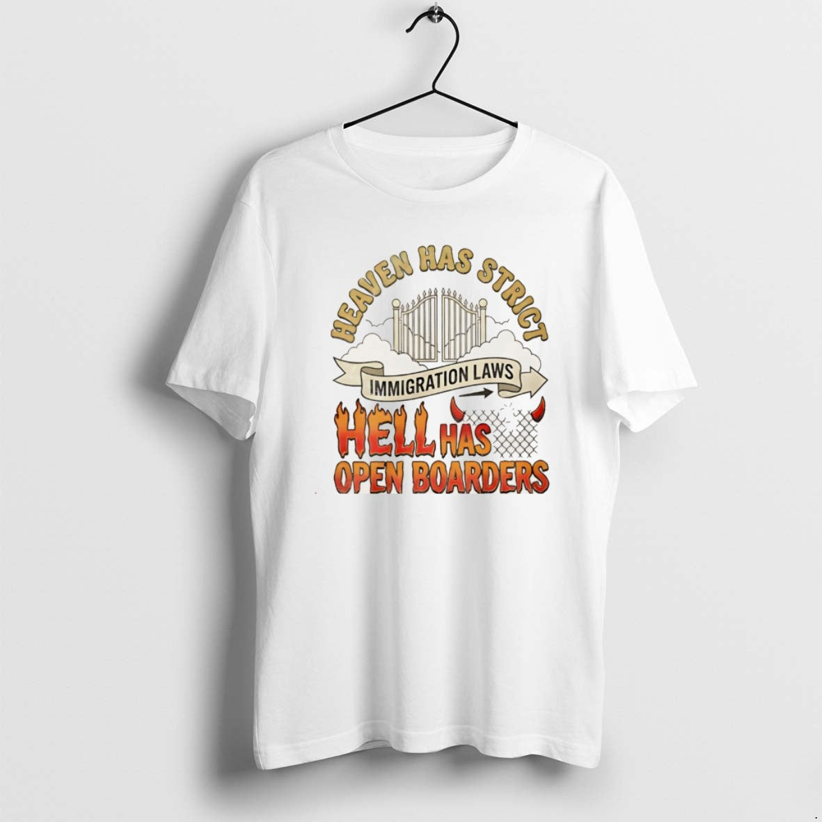 Official Heaven Has Strict Immigration Laws Hell Has Open Borders Christmas T-Shirts, Hoodie, Sweatshirt | AU18TeeNovaLab.com