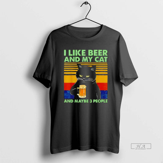 Official I Like Beer And My Cat And Maybe 3 People T-Shirts, Hoodie, Sweatshirt | AU18TeeNovaLab.com