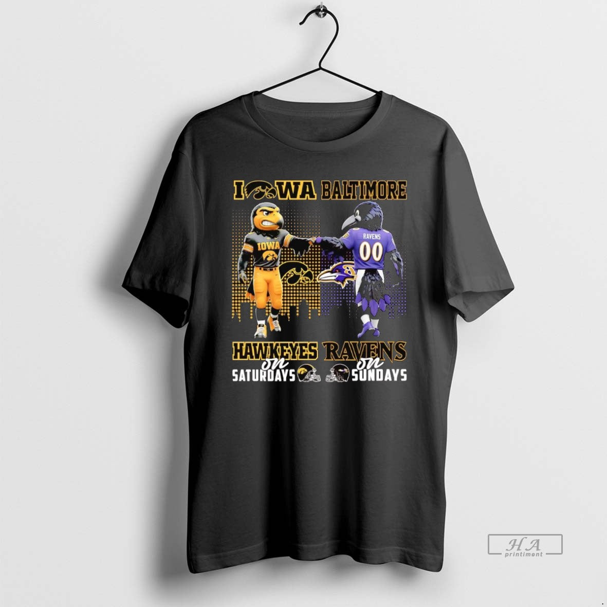 Official Iowa Hawkeyes On Saturdays Baltimore Ravens On Sundays Mascot T-Shirts, Hoodie, Sweatshirt | AU18TeeNovaLab.com