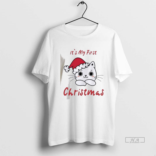 Official Its My First Christmas Cute Cat T-Shirts, Hoodie, Sweatshirt | AU18TeeNovaLab.com