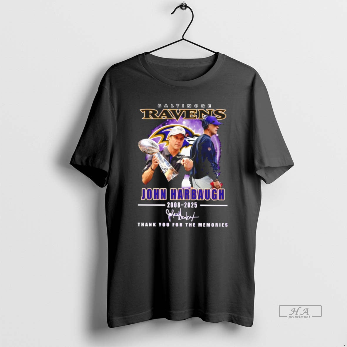 Official John Harbaugh Thank You For The Memories Ravens Coach Signature T-Shirts, Hoodie, Sweatshirt | AU18TeeNovaLab.com