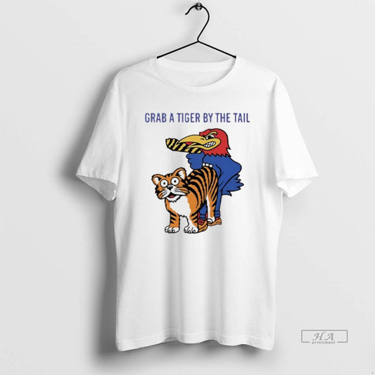 Official Kansas Jayhawks Vs Missouri Tigers Grab A Tiger By The Tail T-Shirts, Hoodie, Sweatshirt | AU18TeeNovaLab.com