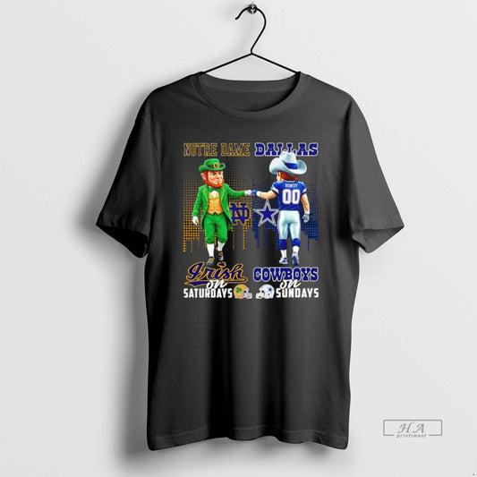 Official Mascot Of Notre Dame Irish On Saturdays And Dallas Cowboys On Sundays T-Shirts, Hoodie, Sweatshirt
