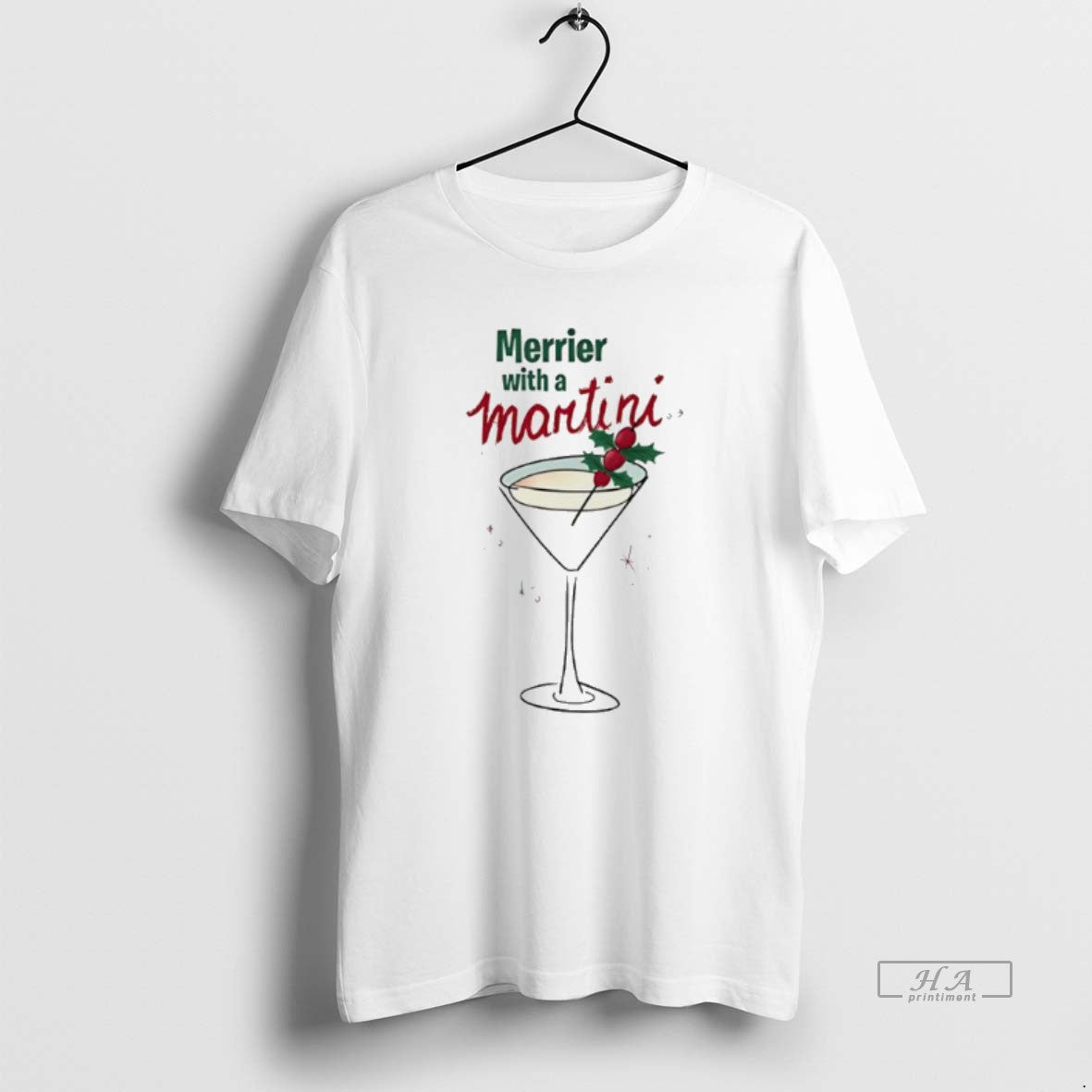 Official Merrier With A Martini Christmas T-Shirts, Hoodie, Sweatshirt | AU18TeeNovaLab.com