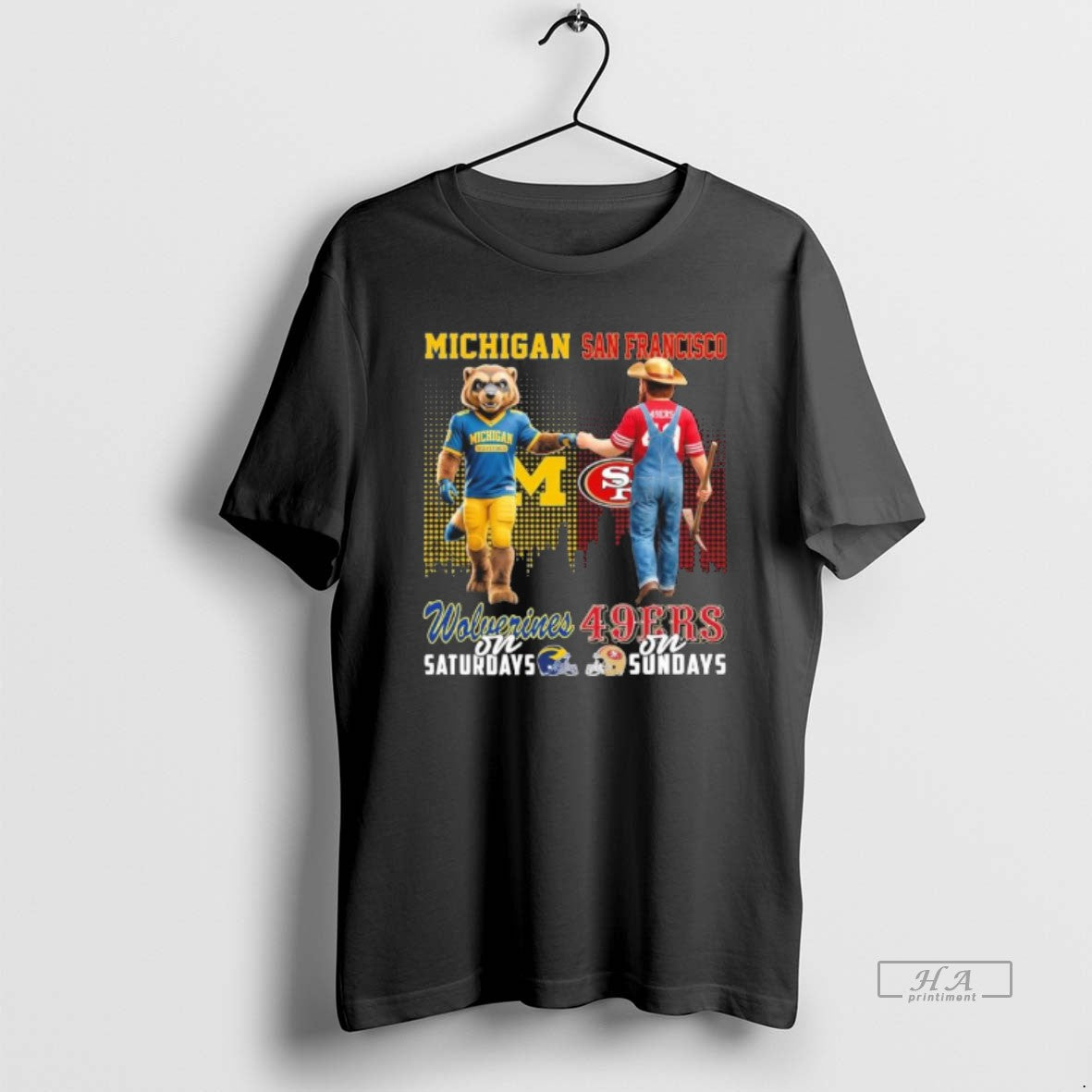 Official Michigan Vs 49ers Mascot On Saturdays And On Sundays T-Shirts, Hoodie, Sweatshirt | AU18TeeNovaLab.com