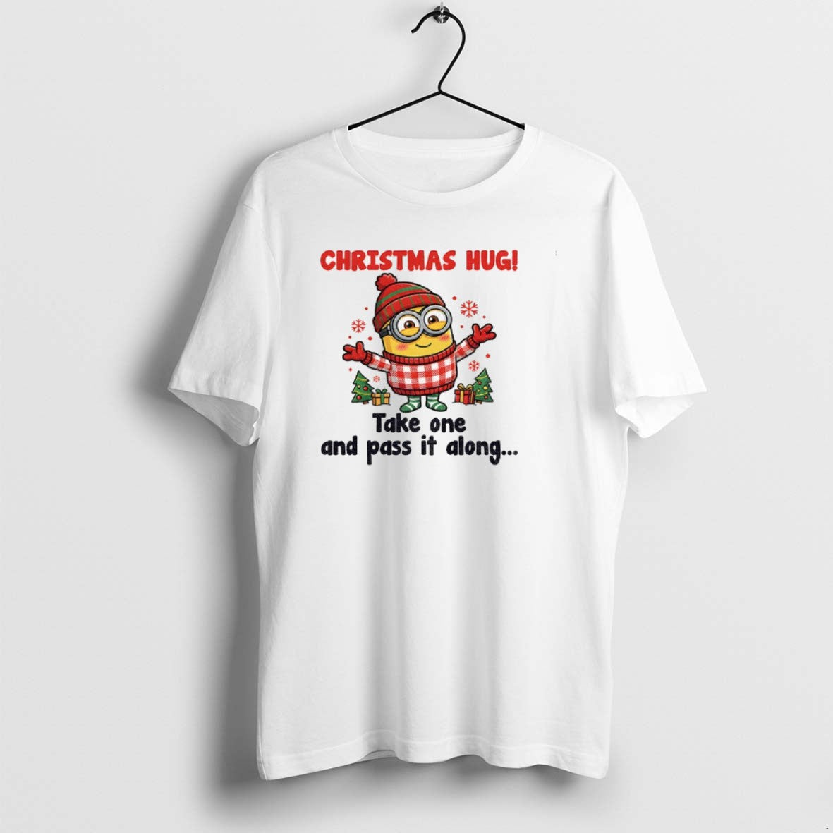 Official Minion Santa Christmas Hug Take One And Pass It Along Christmas T-Shirts, Hoodie, Sweatshirt | AU18TeeNovaLab.com