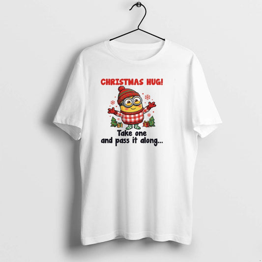 Official Minion Santa Christmas Hug Take One And Pass It Along Christmas T-Shirts, Hoodie, Sweatshirt | AU18TeeNovaLab.com