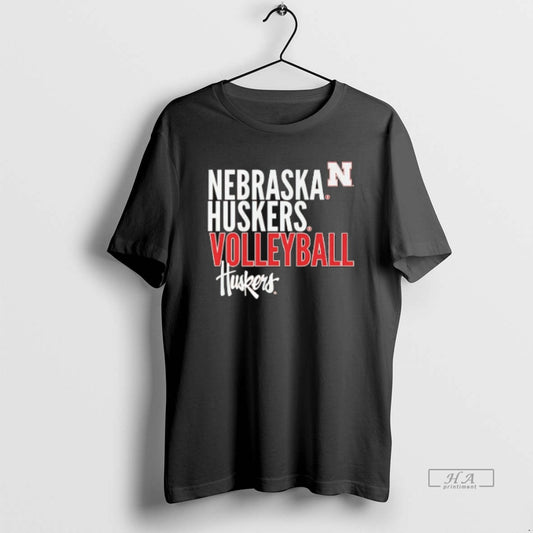 Official Nebraska Huskers Volleyball Huskerstext Logo Overlay T-Shirts, Hoodie, Sweatshirt | AU18TeeNovaLab.com