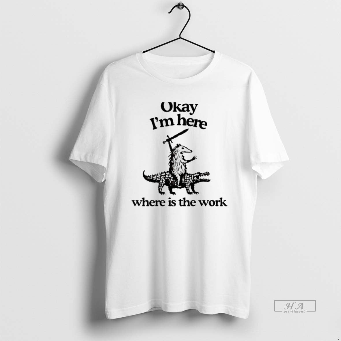 Official Opossum Riding Crocodile Okay Im Here Where Is The Work T-Shirts, Hoodie, Sweatshirt | AU18TeeNovaLab.com