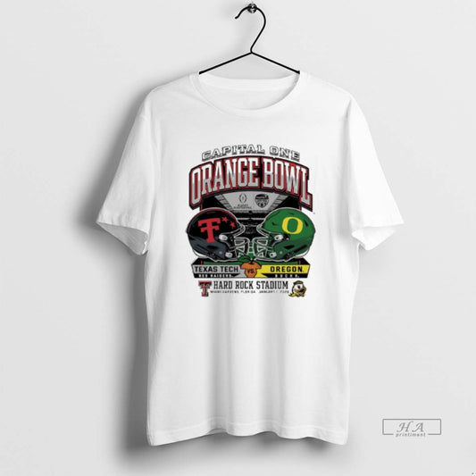 Official Oregon Vs Texas Tech 2025 Orange Bowl Hard Rock Stadium Helmet T-Shirts, Hoodie, Sweatshirt | AU18TeeNovaLab.com