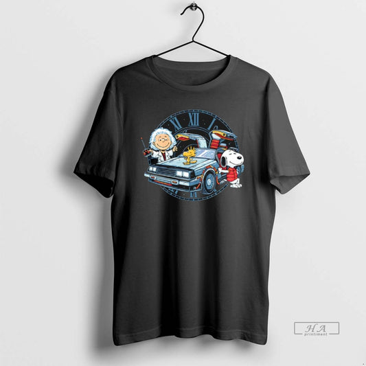 Official Peanuts Characters Back To The Future Time Travel Buddies Graphic T-Shirts, Hoodie, Sweatshirt | AU18TeeNovaLab.com