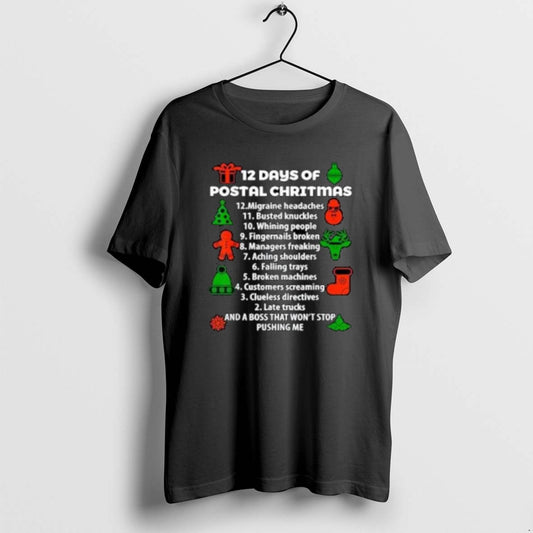 Official Postal Worker 12 Days Of Christmas Funny Circle Black