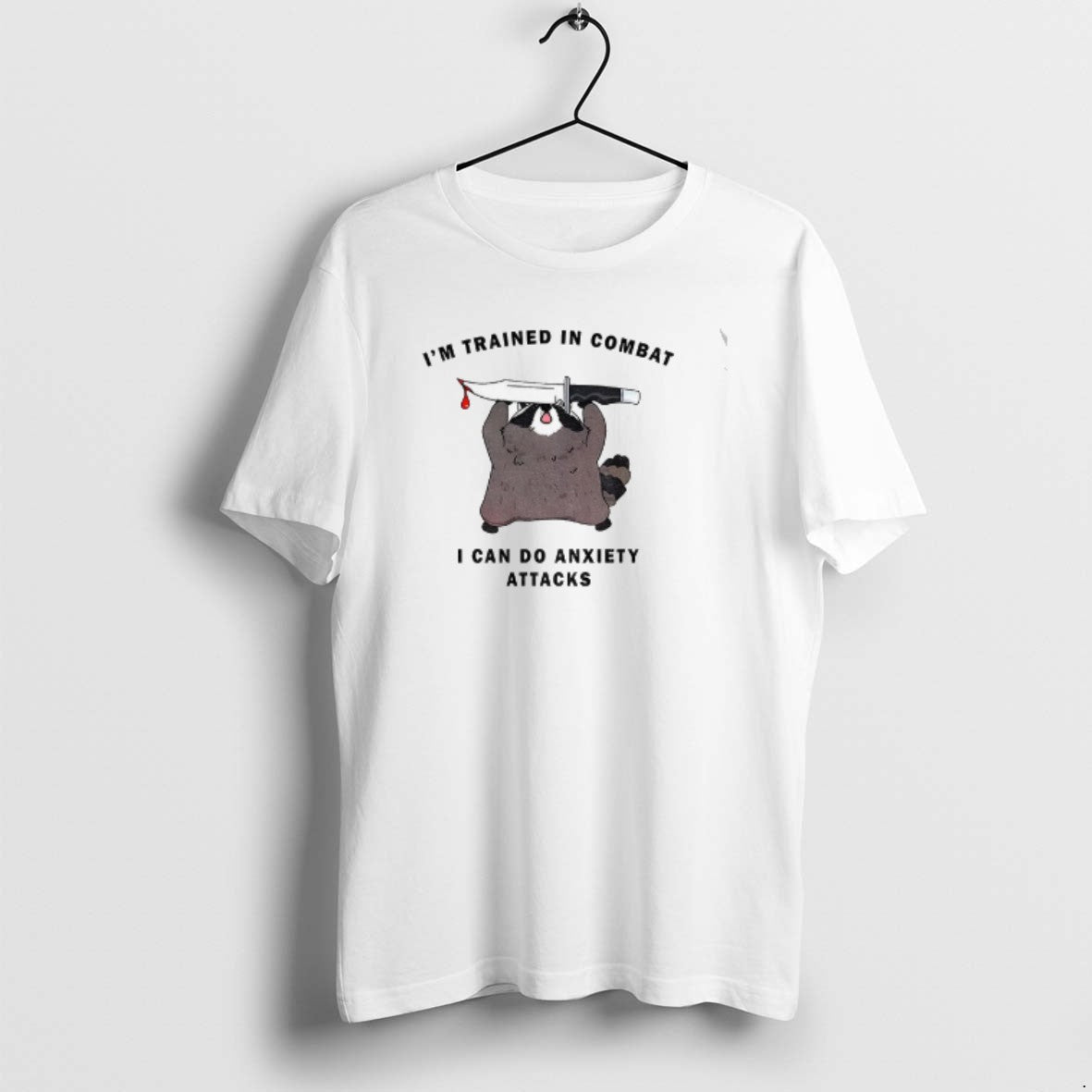 Official Raccoon Coping With Anxiety Im Trained In Combat I Can Do Anxiety Attacks T-Shirts, Hoodie, Sweatshirt