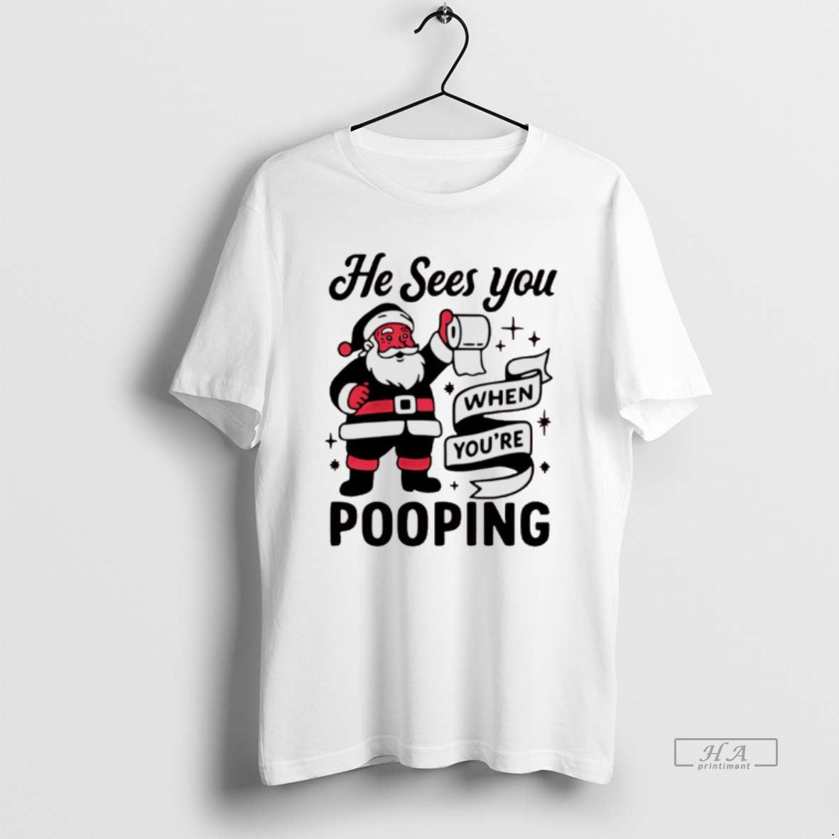 Official Santa Claus He Sees You When Youre Pooping Christmas T-Shirts, Hoodie, Sweatshirt | AU18TeeNovaLab.com