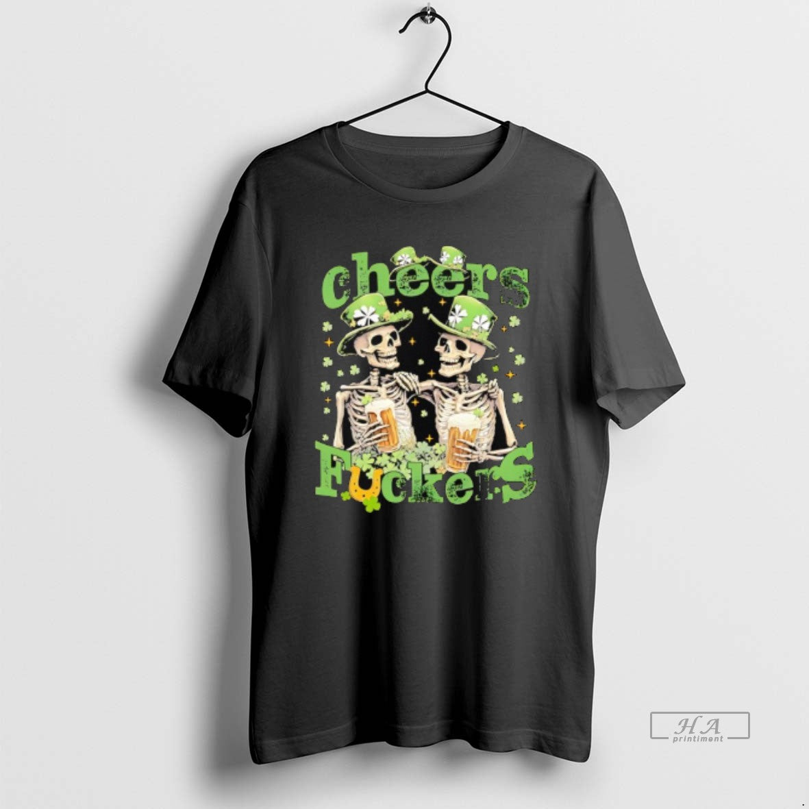 Official Skeleton Drinking Beer Cheers Fuckers St Patricks Day Funny T-Shirts, Hoodie, Sweatshirt | AU18TeeNovaLab.com