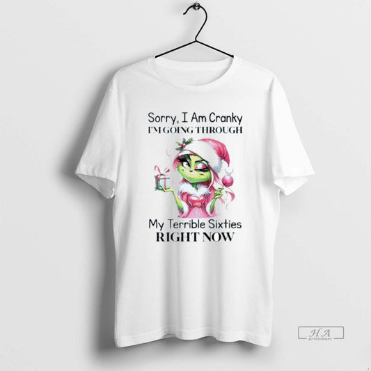 Official Sorry I Am Cranky Im Going Through My Terrible Sixties Right Now Grinch Mens T-Shirts, Hoodie, Sweatshirt