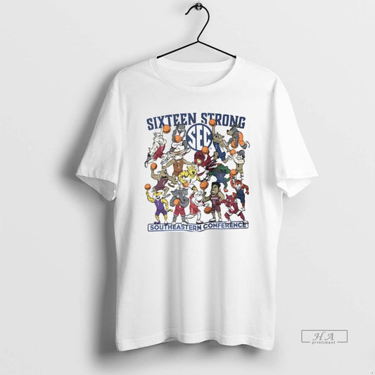 Official Southeastern Conference Sixteen Strong Basketball Sec Mascots T-Shirts, Hoodie, Sweatshirt | AU18TeeNovaLab.com