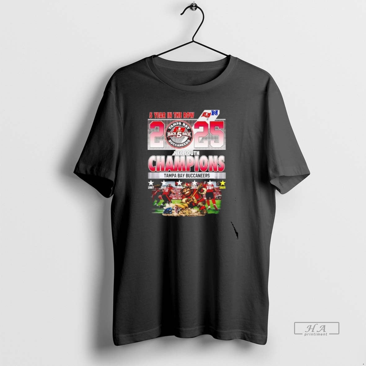 Official Tampa Bay Buccaneers 2025 Nfc South Champions 5 Year In The Row T-Shirts, Hoodie, Sweatshirt | AU18TeeNovaLab.com