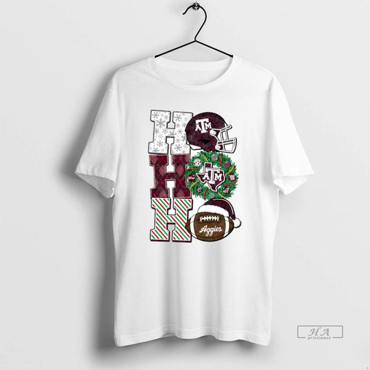 Official Texas A And M Aggies Ho Ho Ho Christmas Helmet Circle T-Shirts, Hoodie, Sweatshirt | AU18TeeNovaLab.com