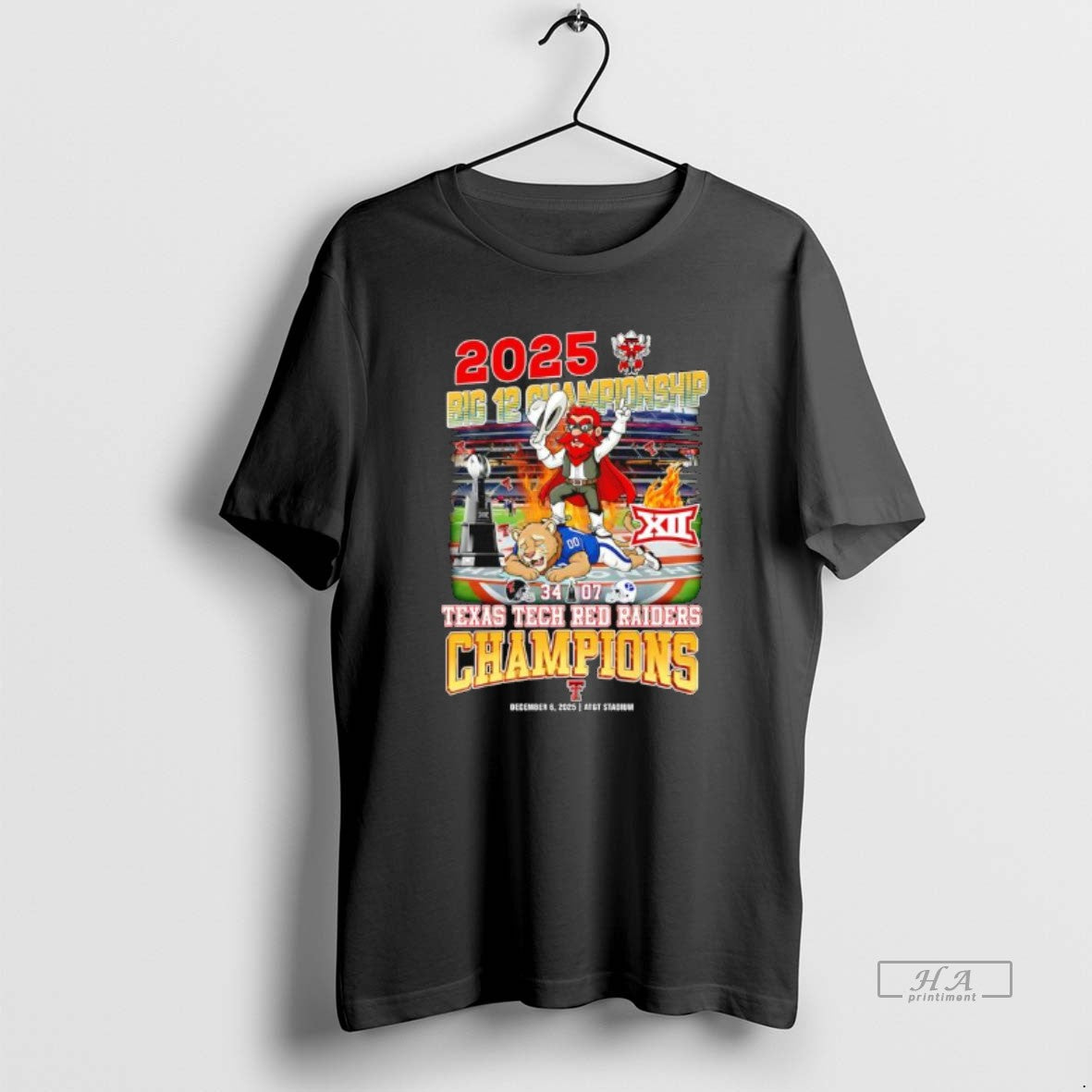 Official Texas Tech Red Raiders Big 12 Champions 34 07 Score Att Stadium On December T-Shirts, Hoodie, Sweatshirt