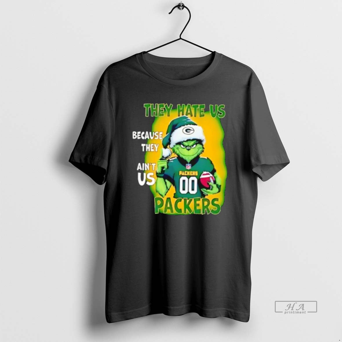 Official They Hate Us Because They Aint Us Green Bay Packers Grinch Santa T-Shirts, Hoodie, Sweatshirt | AU18TeeNovaLab.com