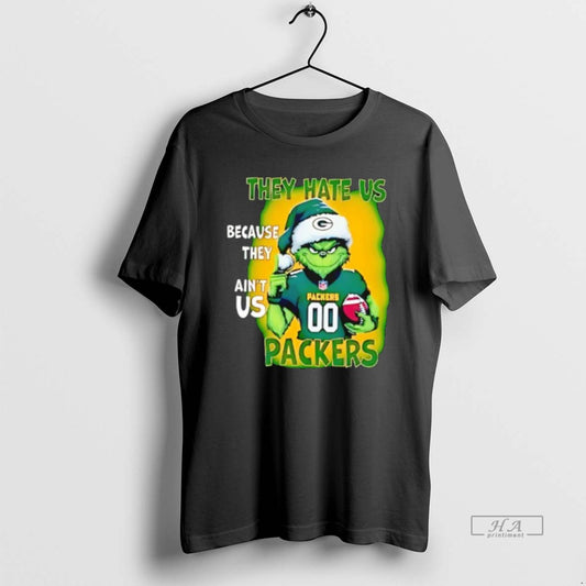 Official They Hate Us Because They Aint Us Green Bay Packers Grinch Santa T-Shirts, Hoodie, Sweatshirt | AU18TeeNovaLab.com