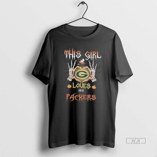Official This Girl Loves Her Green Bay Packers Skeleton Halloween