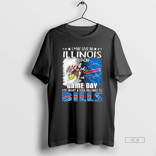 Official Trending Shirt I May Live In Illinois But On Gameday My Heart And Soul Hoodie, Sweatshirt | AU18TeeNovaLab.com
