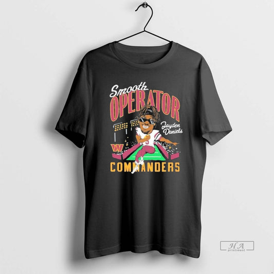 Official Trendy Jayden Daniels Washington Commanders Smooth Operator Caricature Player