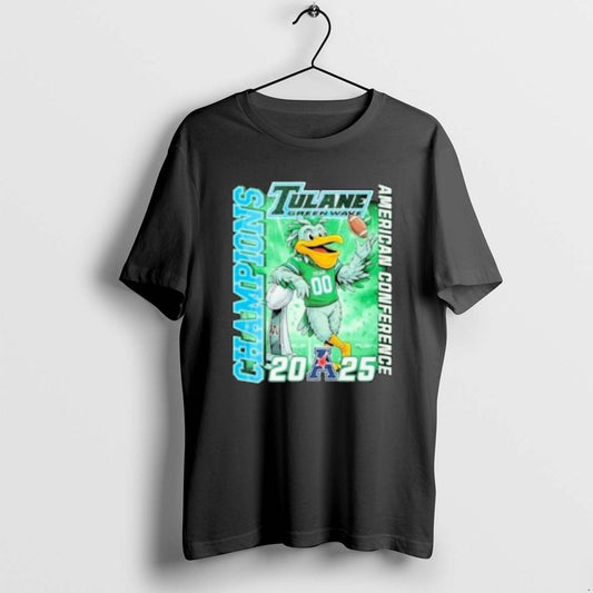 Official Tulane Green Wave 2025 American Conference Champion Mascot Circle Black