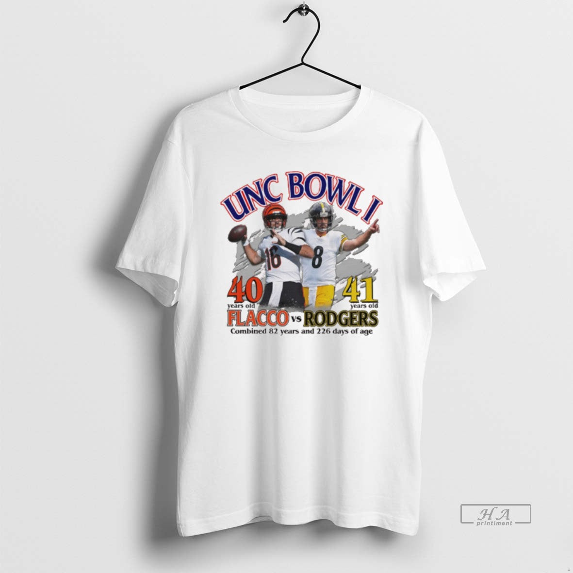 Official Unc Bowl I Flacco Vs Rodgers Combined 82 Years And 226 Days Of Age T-Shirts, Hoodie, Sweatshirt | AU18TeeNovaLab.com
