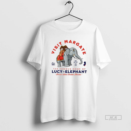 Official Visit Margate Since 1881 The Famous Home Of Lucy The Elephant T-Shirts, Hoodie, Sweatshirt | AU18TeeNovaLab.com
