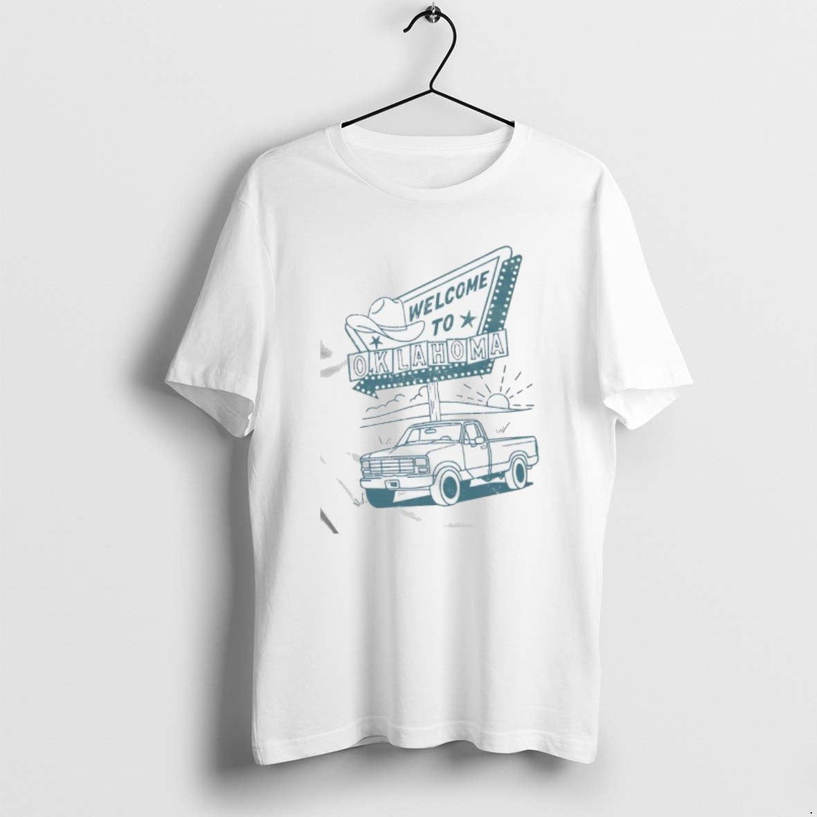 Official Welcome To Oklahoma Retro Style Roadside Cowboy Hat Truck T-Shirts, Hoodie, Sweatshirt | AU18TeeNovaLab.com