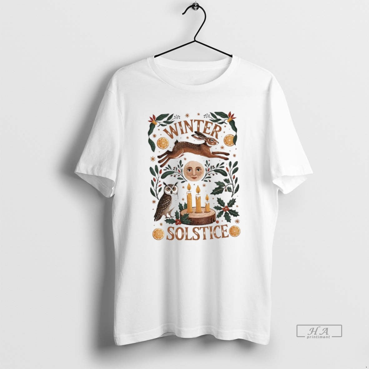 Official Winter Solstice Mystical Moon And Rabbit Merry Christmas T-Shirts, Hoodie, Sweatshirt | AU18TeeNovaLab.com