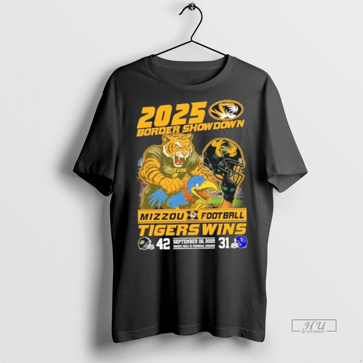 Officials 2025 Border Showdown Mascot Missouri Tigers Vs Kansas Jayhawks 42 31 Score