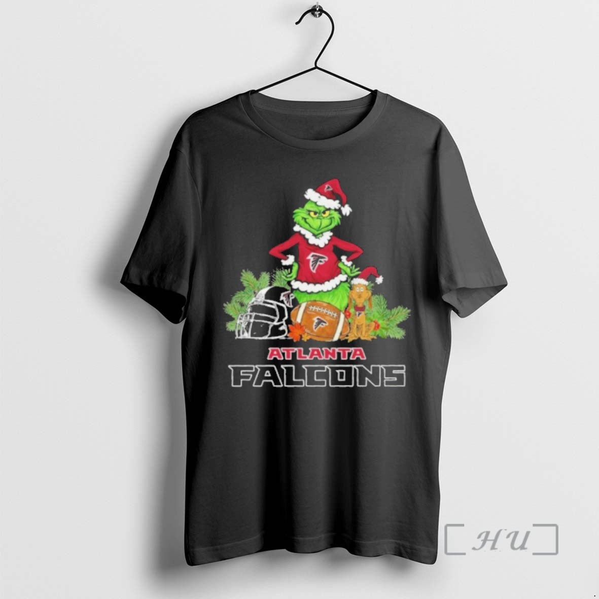 Officials 2025 Santa Grinch X Dog Ball Merry Christmas Atlanta Falcons Logo Premium T Shirts Hoodie, Sweatshirt