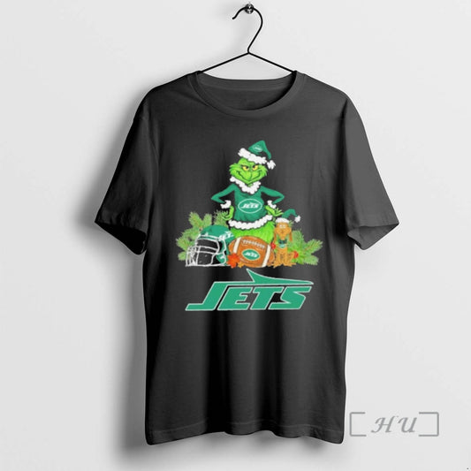 Officials 2025 Santa Grinch X Dog Ball Merry Christmas Jets Logo Premium T Shirts Sweater Hoodie, Sweatshirt