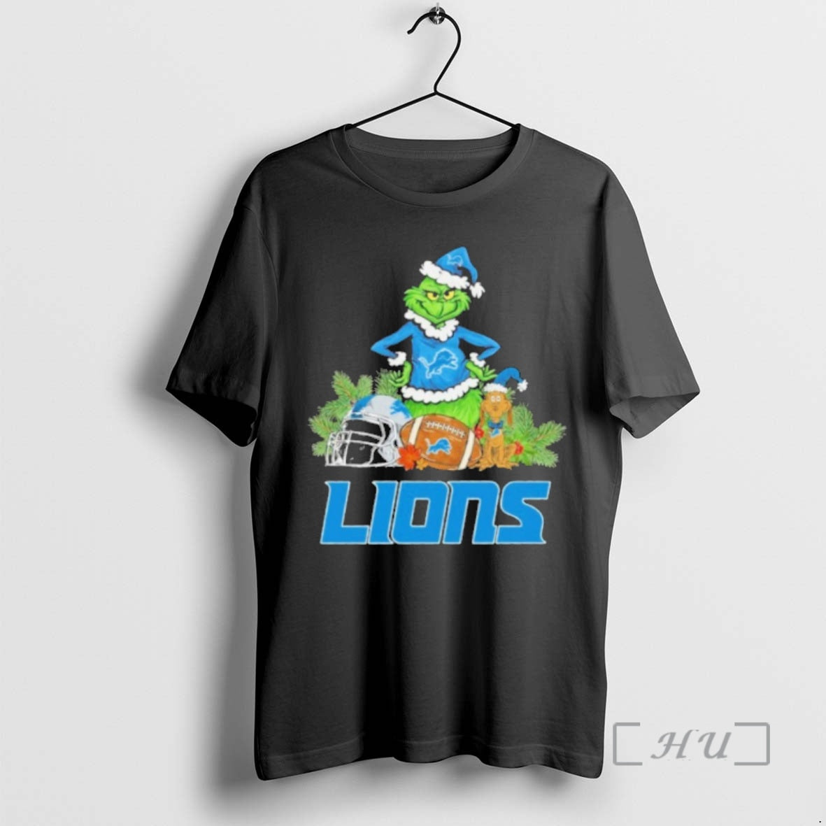 Officials 2025 Santa Grinch X Dog Ball Merry Christmas Lions Logo Premium T Shirts Sweater Hoodie, Sweatshirt