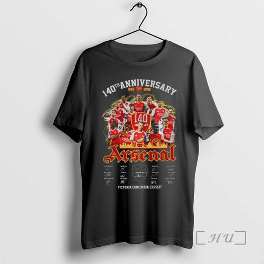 Officials Arsenal Fc 140th Anniversary 1886 2026 Victoria Concordia Crescit Signatures Premium T Shirts Sweater Hoodie,...