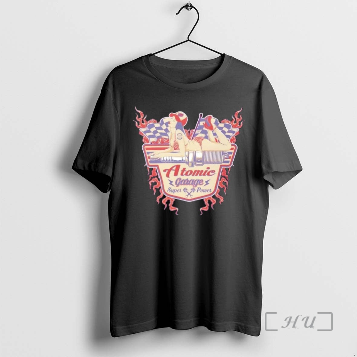Officials Atomic Garage Super Power Pin Up Spark Plug Hot Rod Premium T Shirts Sweater Hoodie, Sweatshirt