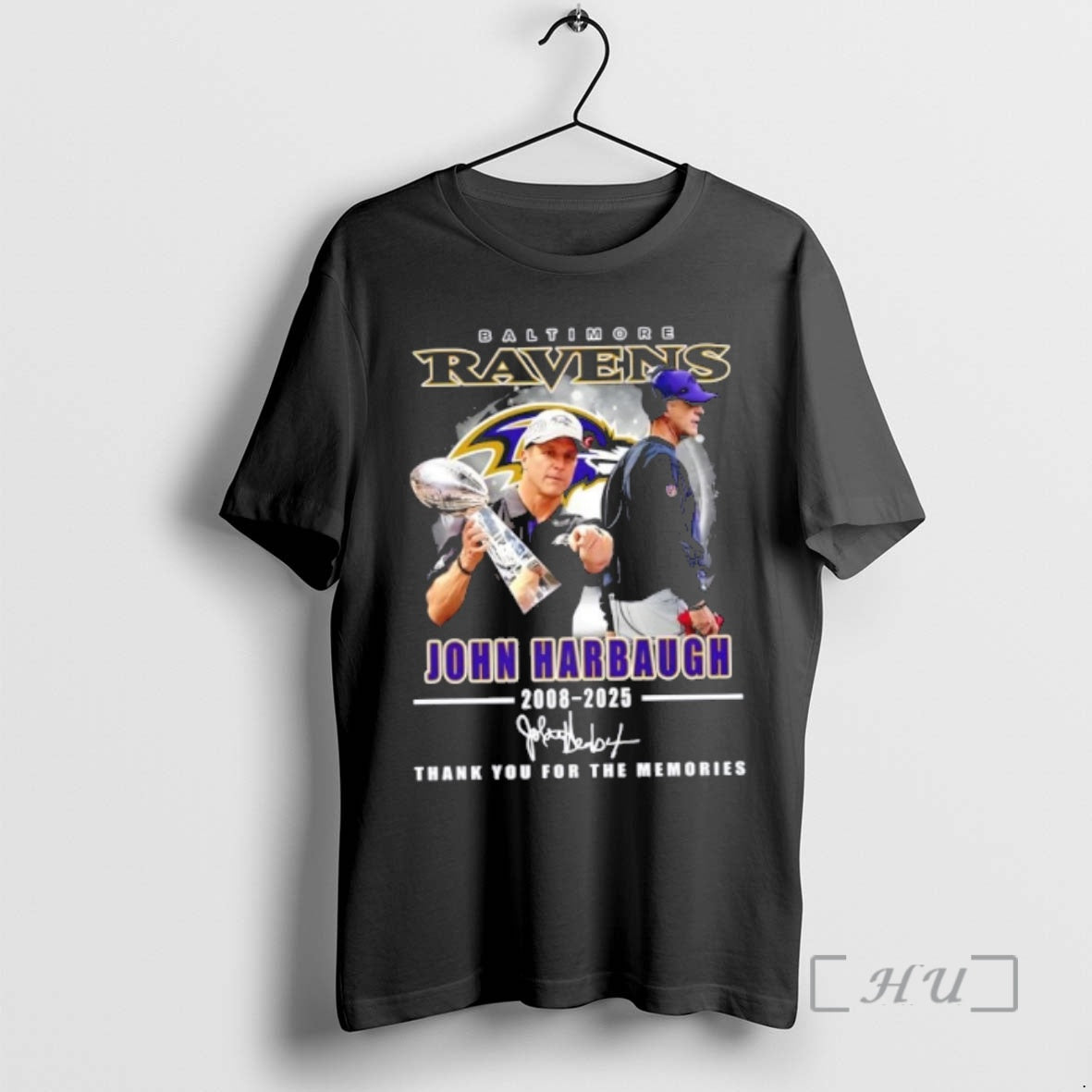 Officials Baltimore Ravens John Harbaugh 2008 2026 Thank You For The Memories Graphic Signature Premium T-Shirts, Hoodie,...