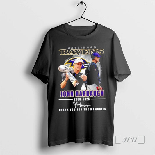 Officials Baltimore Ravens John Harbaugh 2008 2026 Thank You For The Memories Graphic Signature Premium T-Shirts, Hoodie,...