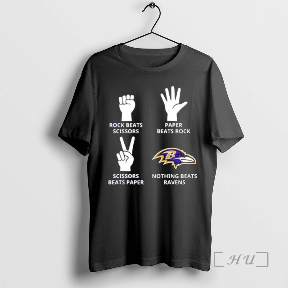 Officials Baltimore Ravens Nothing Beats Rock Beats Scissors Paper Beats Rock Scissors Beats Paper Premium T-Shirts,...