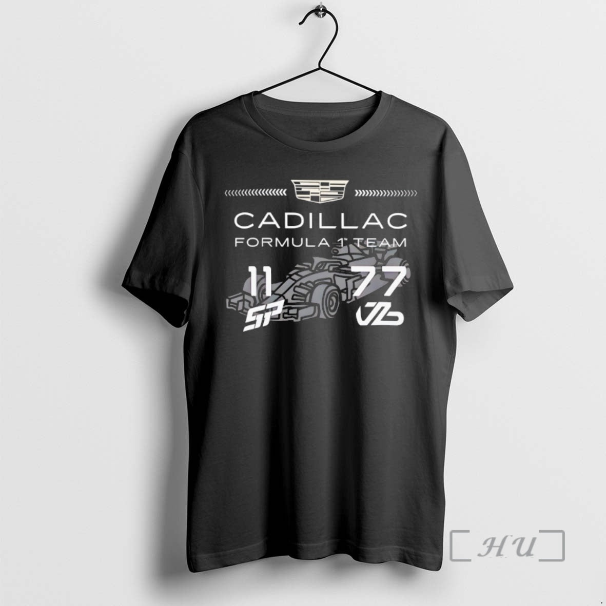 Officials Cadillac Formula 1 Team Racing Logo Back Numbers 11 77 Premium T Shirts Sweater Hoodie, Sweatshirt