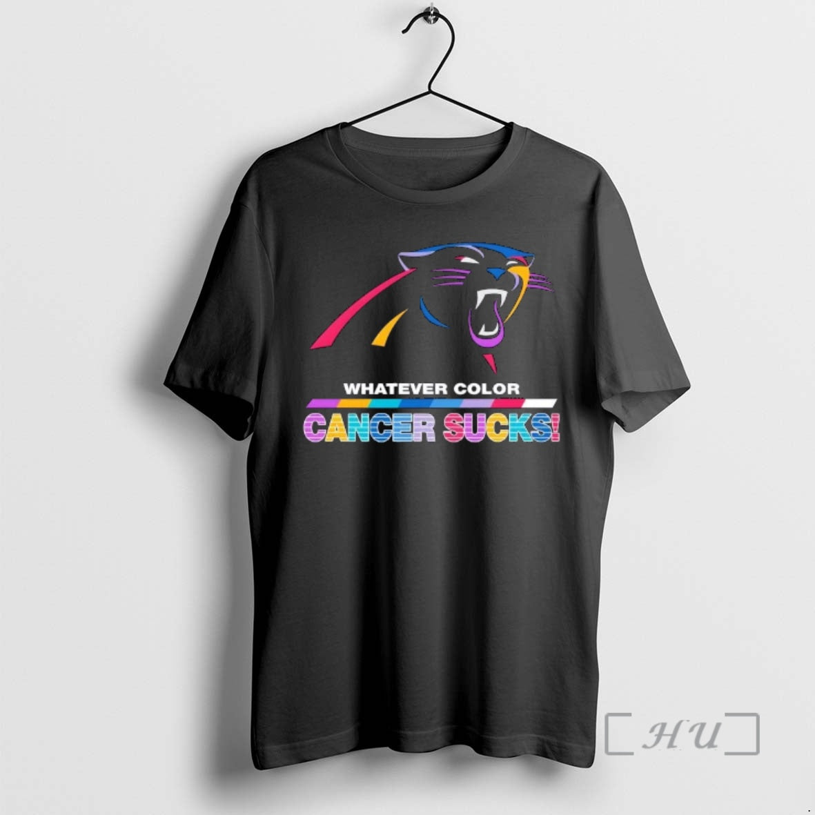 Officials Carolina Panthers Football Whatever Color Cancer Sucks Logo Colors T-Shirts, Hoodie, Sweatshirt
